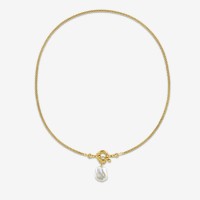 Vorschau: Medium Link + Big Closure + Keshi Pearl - Halsketten - 18k vergoldet