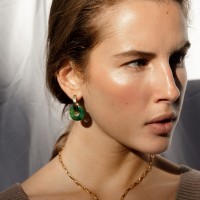 Vorschau: Oval Creoles + Double Medium Prase - Creolen - 18k vergoldet