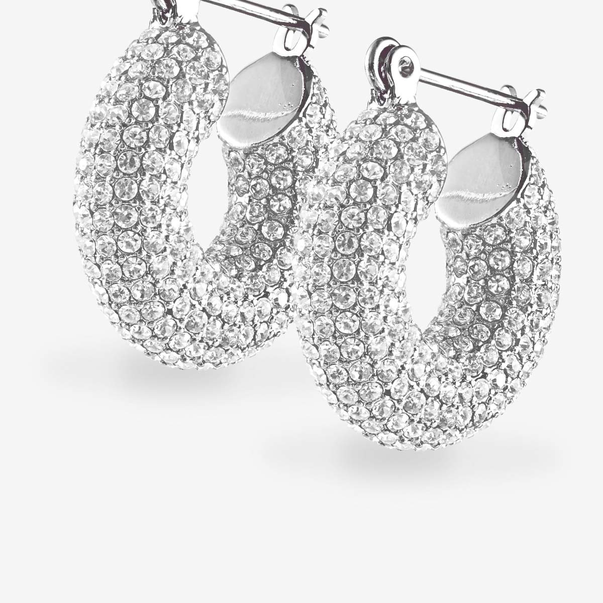 Pave Mini Donut Hoops - Creolen - Silber