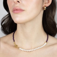 Vorschau: Pearl x Amethyst Chain - Halsketten - 18k vergoldet