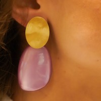 Vorschau: Purple Earrings Sara Asymmetrical Oval L - Ohrhänger - 18k vergoldet