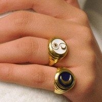 Vorschau: Gold Blue Moonchild Ring - Ringe - 18k vergoldet