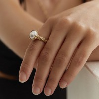 Vorschau: Latina Perle Ring - Ring - 24k vergoldet