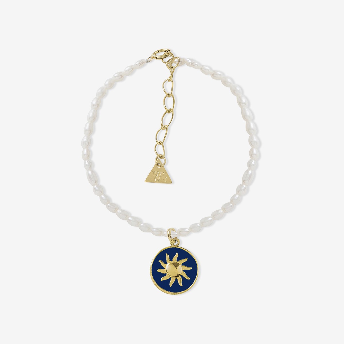 Gold Blue Cosmic Love Pearl Bracelet - Armbänder - 18k vergoldet