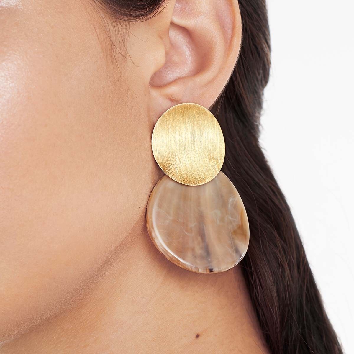 Curved Round Horn Look - Ohrhänger - 18k vergoldet