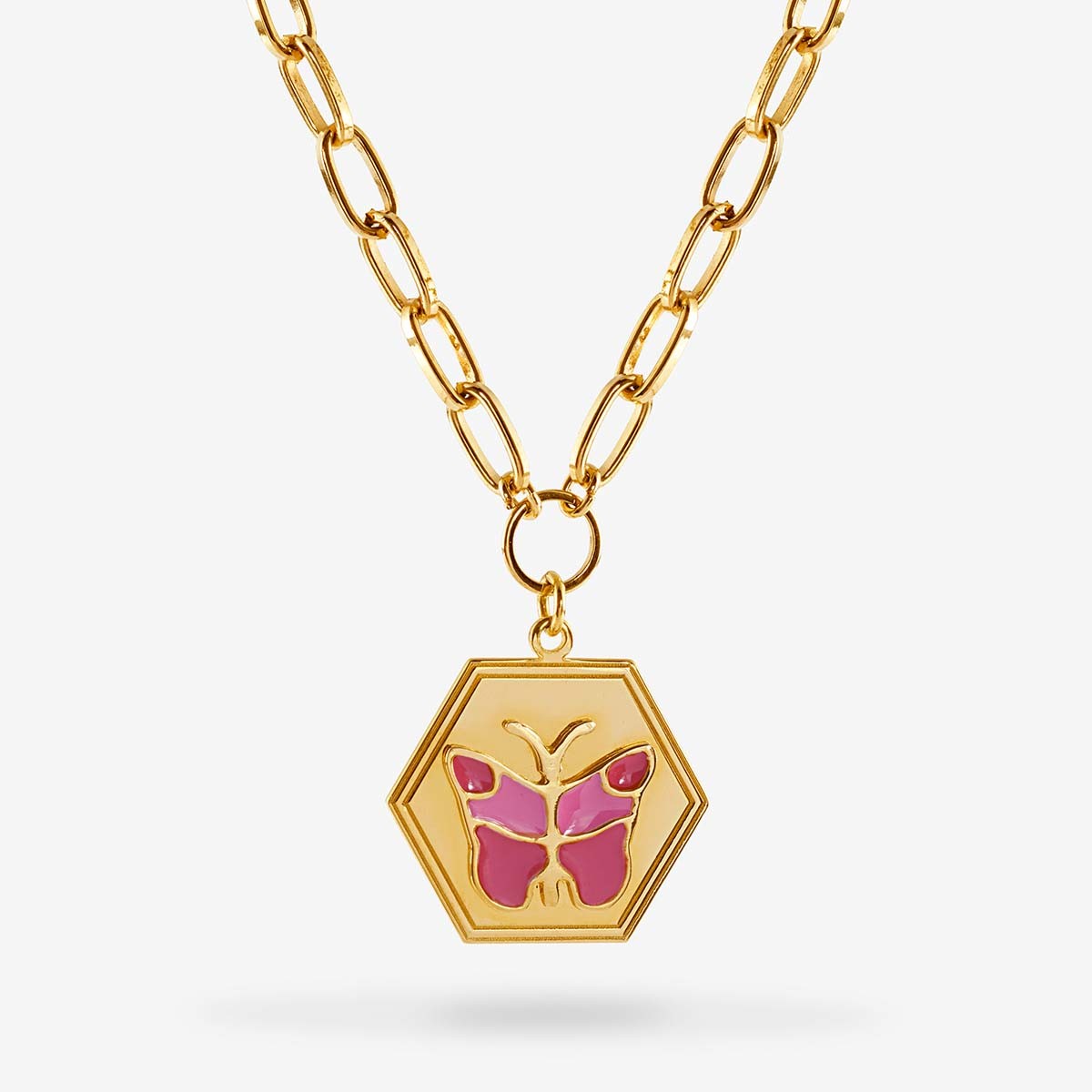 Fire Butterfly Pink - Halskette - 18k vergoldet
