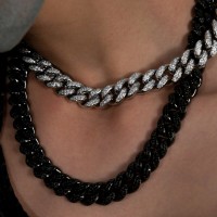 Vorschau: Cuban Pave White - Halsketten - 18k Weißgold vergoldet