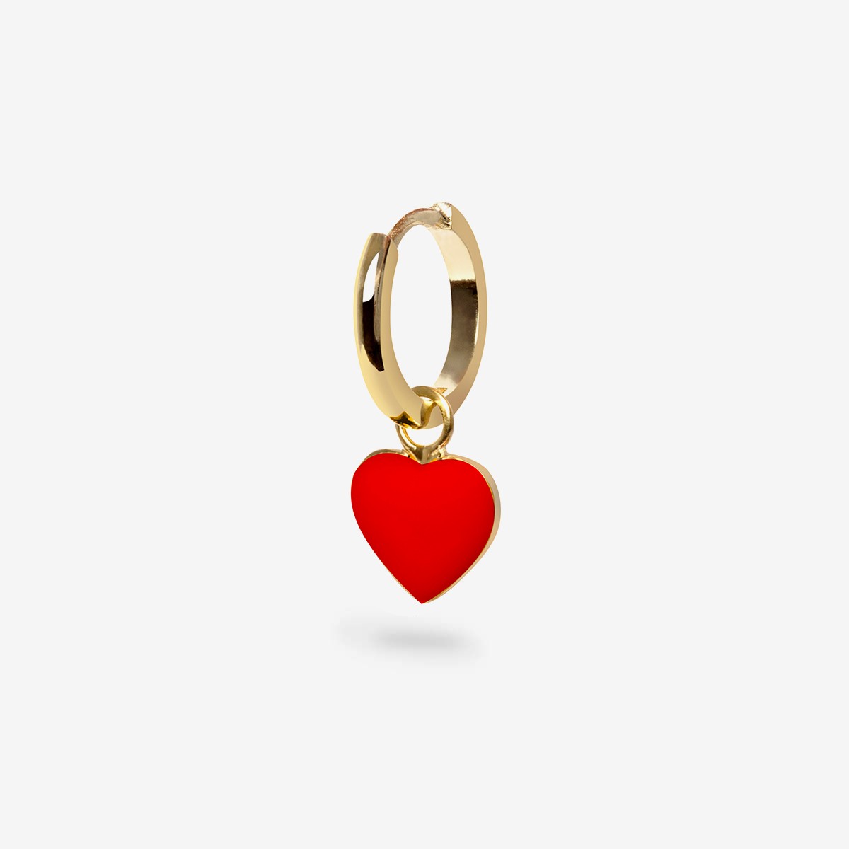 Heart Red - Single Ohrring - 18k vergoldet