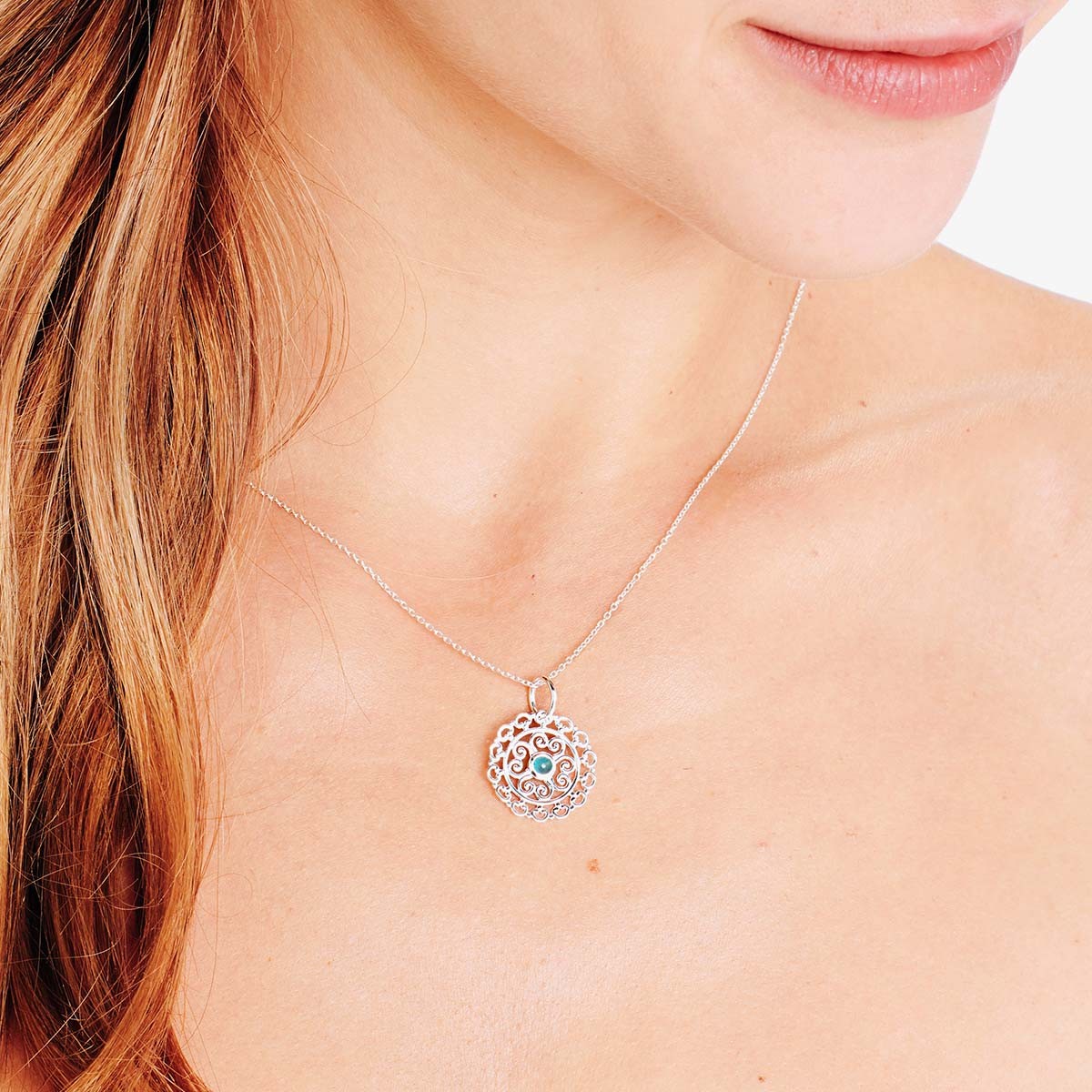 Blue quartz pendat - Kettenanhänger - Silber