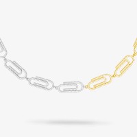 Vorschau: Paperclip Pave Two-Tone - Halsketten - 18k vergoldet