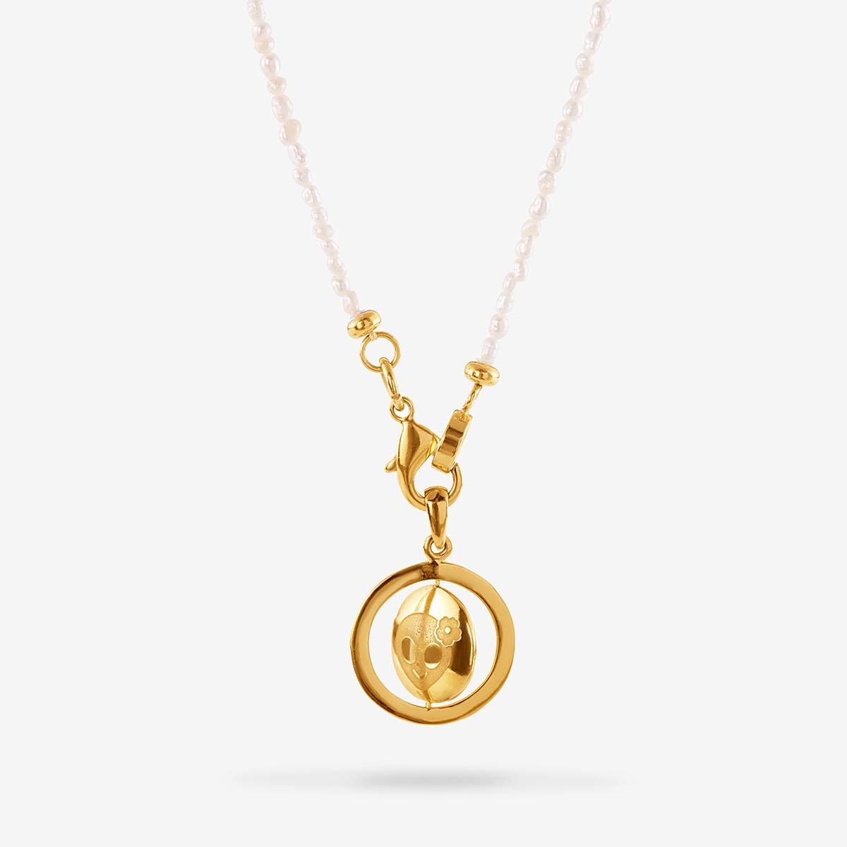 Spinning Necklace Mit Mushroom Und Alien - Halsketten - Weiß - 18k vergoldeU