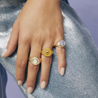 Vorschau: Gold White Dust Moonchild Ring - Ringe - 18k vergoldet