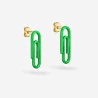 Vorschau: Funky Clip Earrings Green - Ohrstecker - 18k vergoldet