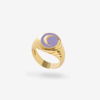 Vorschau: Gold Purple Bloom Moonchild Ring - Ringe - 18k vergoldet