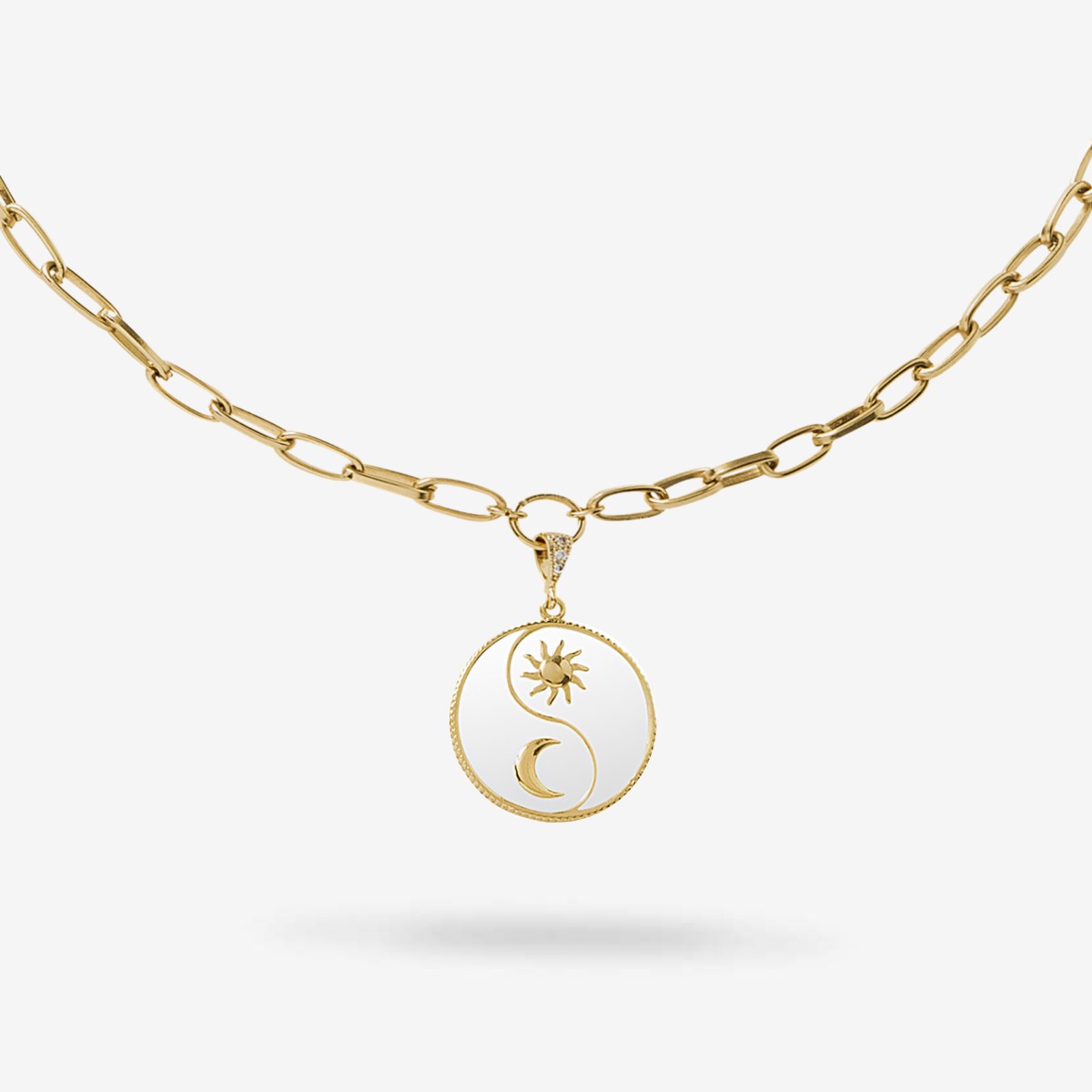 Gold White Dust Sparkling Eclipse Necklace - Halsketten - 18k vergoldet