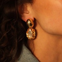 Vorschau: Swarovski Earrings Amelie Oval Golden Shadow - Ohrhänger - 18k vergoldet