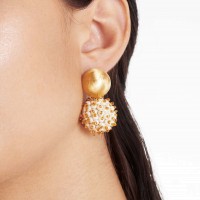 Vorschau: Globe Double Stone Pearl - Ohrhänger - 18k vergoldet