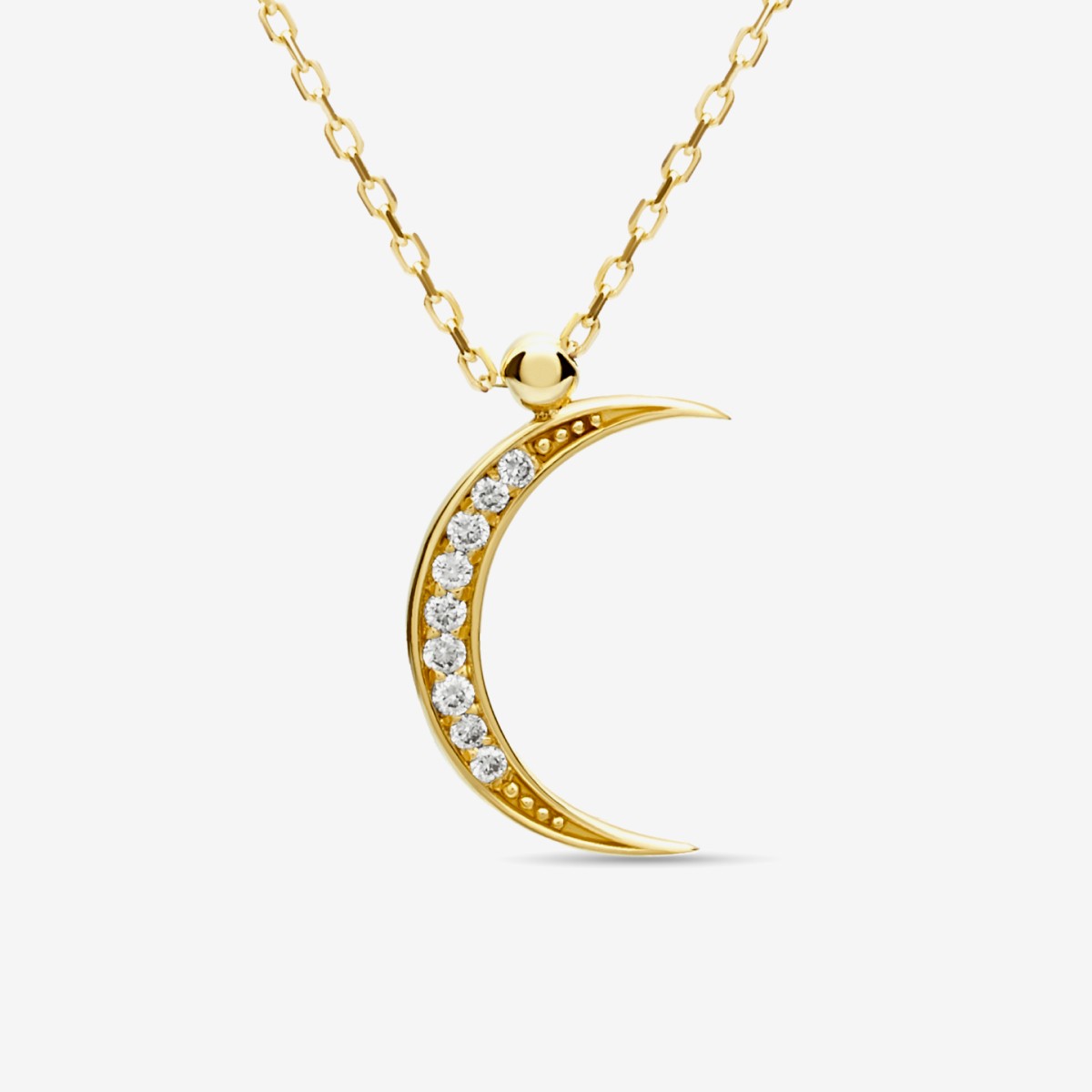 Diamond Crescent Moon and Star - Halskette - 14k Gold