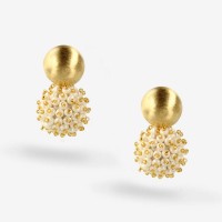 Vorschau: Globe Double Stone Pearl - Ohrhänger - 18k vergoldet