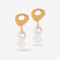 Vorschau: Lava Baroque Pearl Earrings - Ohrhänger - 24k vergoldet
