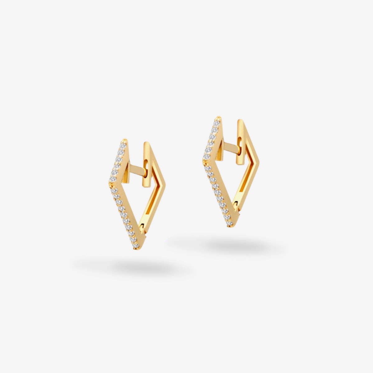 Square Diamond - Creolen - 14k Gold