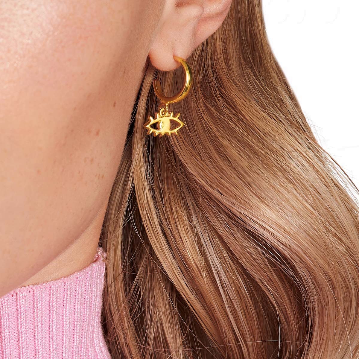 Eye Mini Hoop Earrings - Ohrhänger - 24k vergoldet