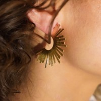 Vorschau: Classing Earring Creole Sun M - Creolen - 18k vergoldet