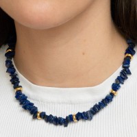 Vorschau: Blue Lapis Chain without Pearl - Halsketten - 18k vergoldet