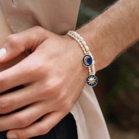 Vorschau: Gold Blue Cosmic Love Pearl - Armbänder - 18k vergoldet