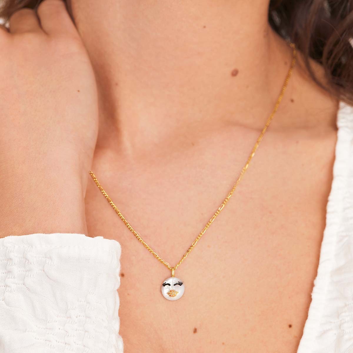 Rebel Lovely Necklace - Halsketten - Weiß - 18k vergoldet