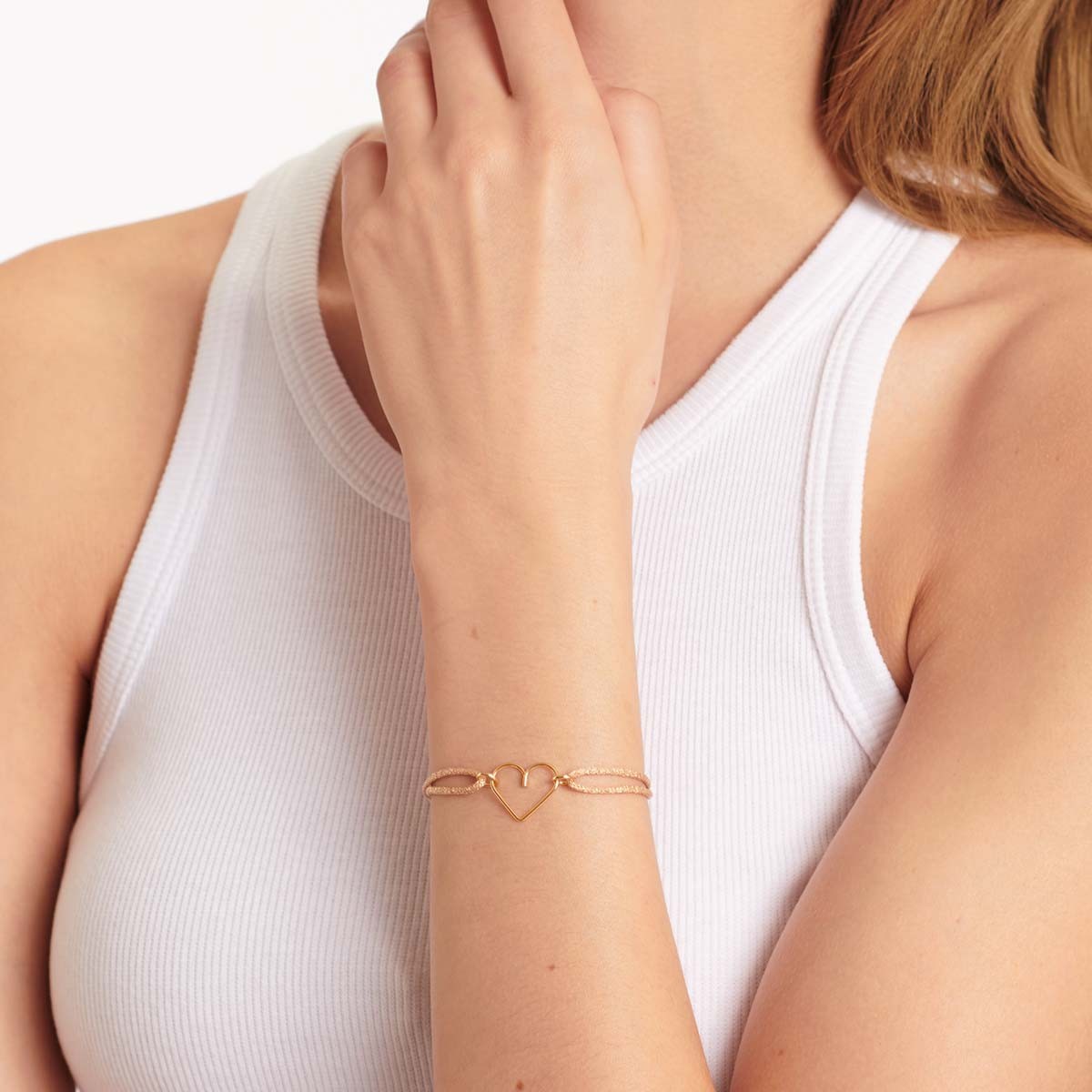 Lurex Cord Heart Gold - Armband - 14k Gold Filled