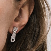Vorschau: Zip Earrings w CZ White - Ohrstecker - silber