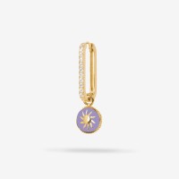Vorschau: Gold Purple Bloom Cosmic Oval - Single-Ohrringe - 18k vergoldet