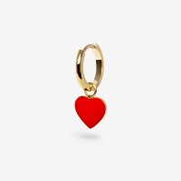 Vorschau: Heart Red - Single Ohrring - 18k vergoldet