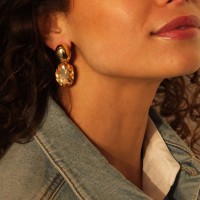 Vorschau: Swarovski Earrings Amelie Oval Golden Shadow - Ohrhänger - 18k vergoldet