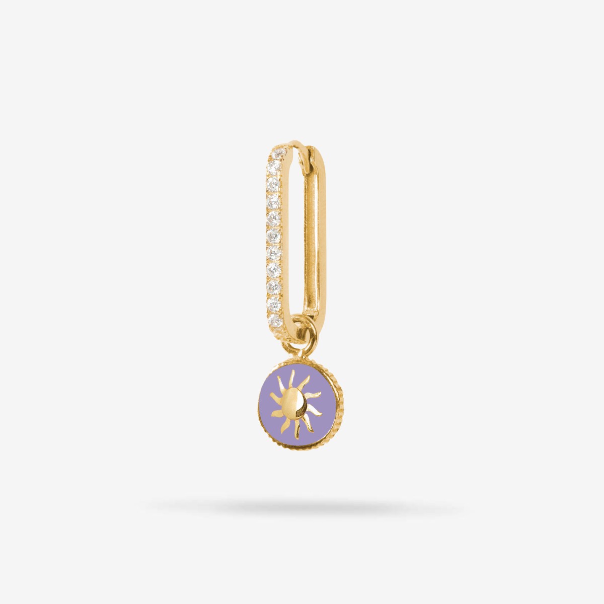 Gold Purple Bloom Cosmic Oval - Single-Ohrringe - 18k vergoldet