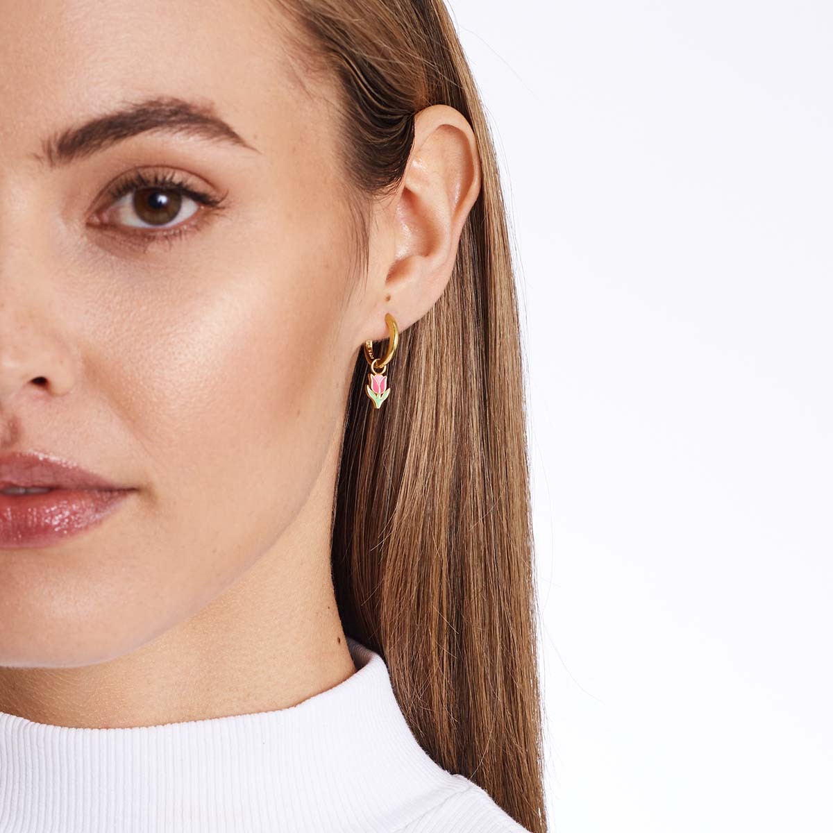 Tulip Pink - Single Ohrring - 18k vergoldet