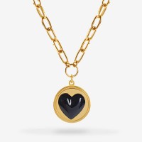 Vorschau: Heart Black - Halsketten - 18k vergoldet