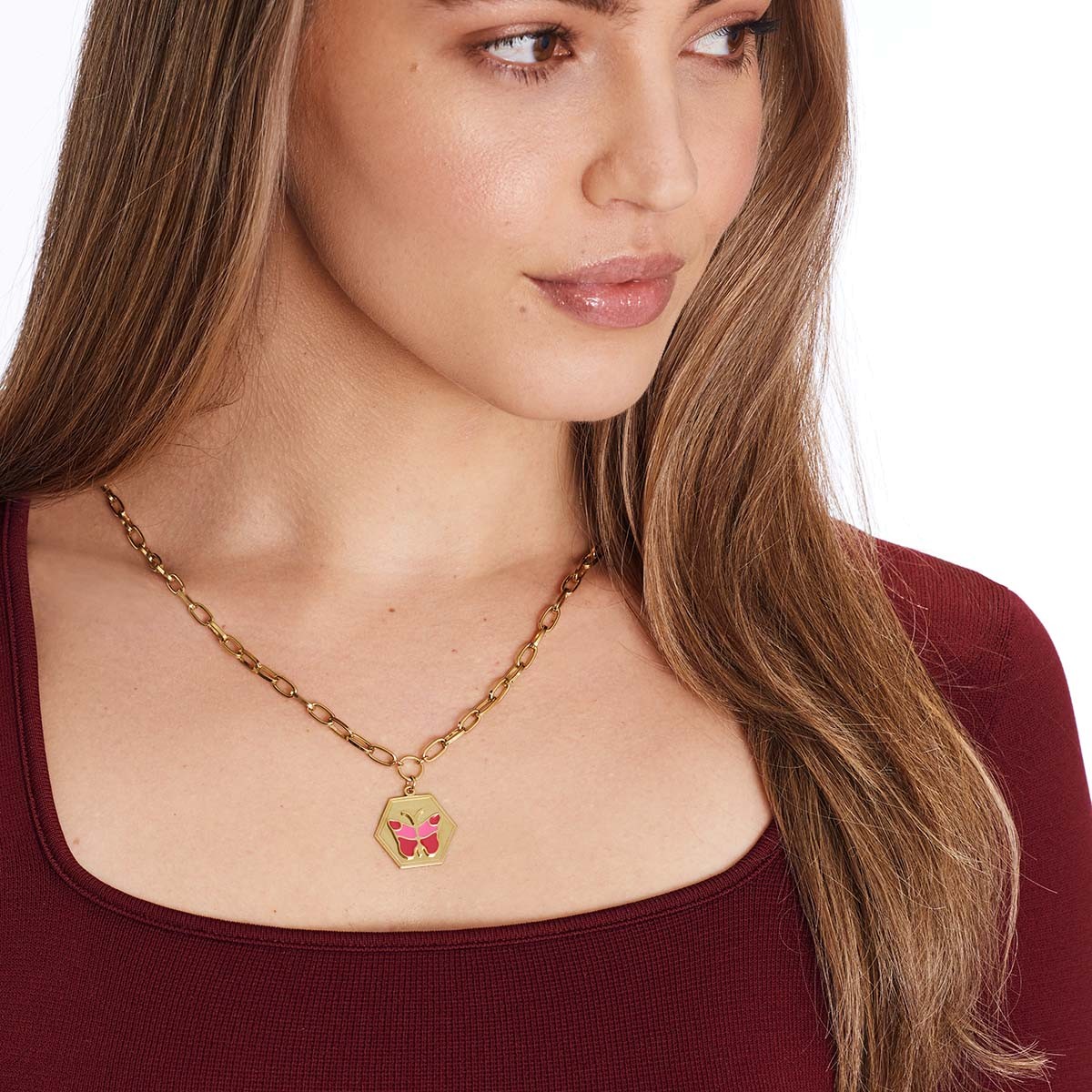 Fire Butterfly Pink - Halsketten - 18k vergoldet