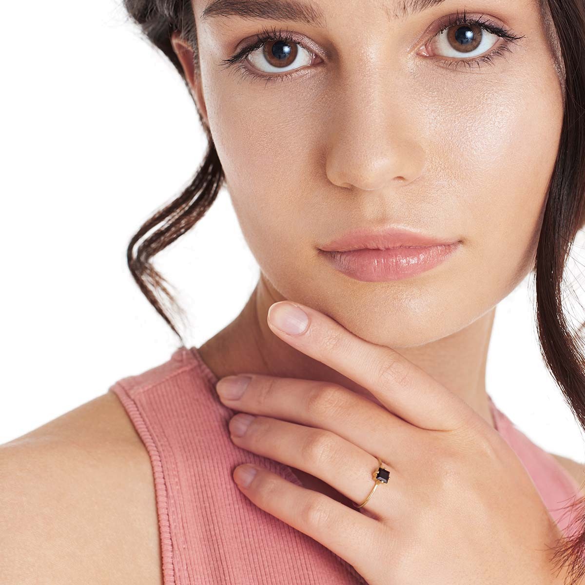 Baby D Carre green - Ring - 14k Gold