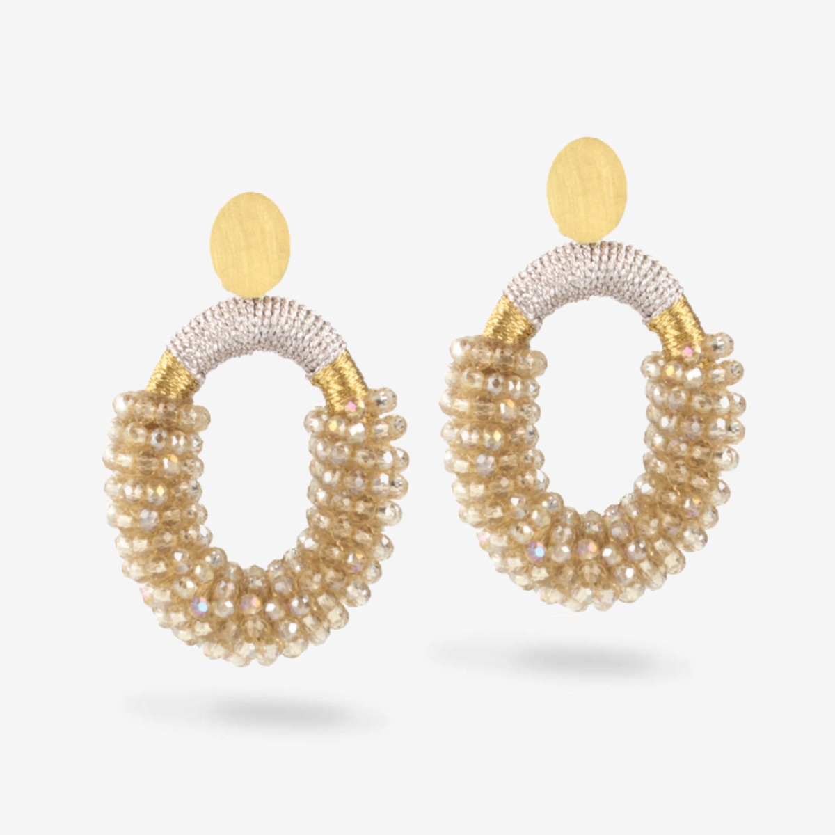 Champagne Earrings Yara Oval L - Ohrhänger - 18k vergoldet
