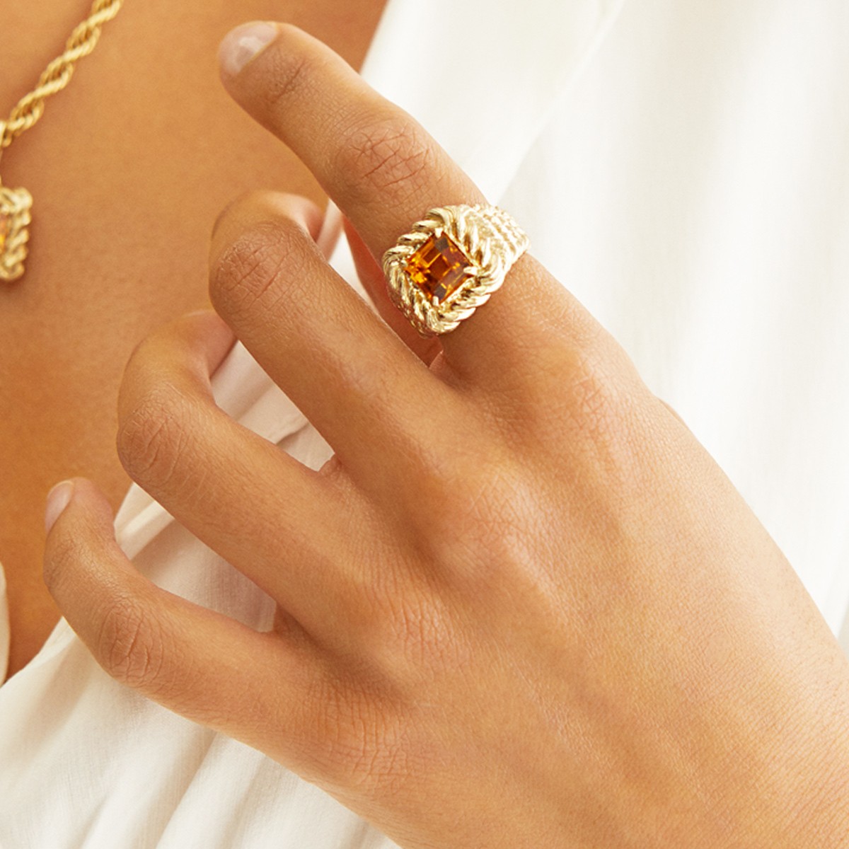 Mrs. Green Citrine - Ring - 24k vergoldet