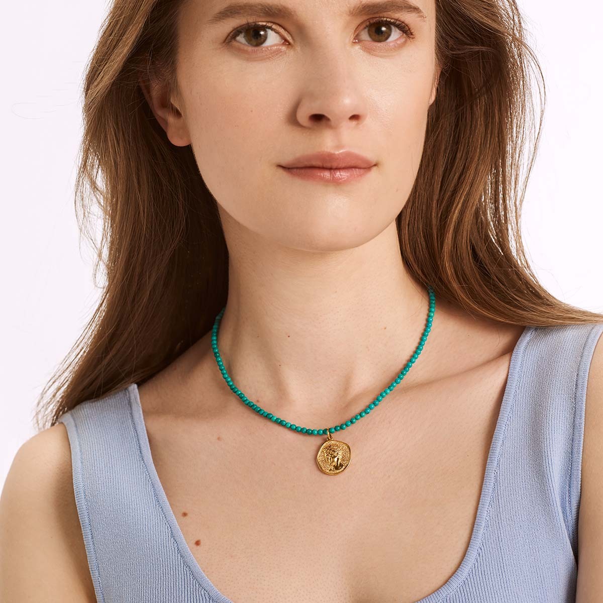 Hermis Turquoise - Halskette - 24k vergoldet