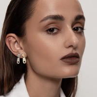 Vorschau: Zip Earrings w CZ White - Ohrstecker - silber