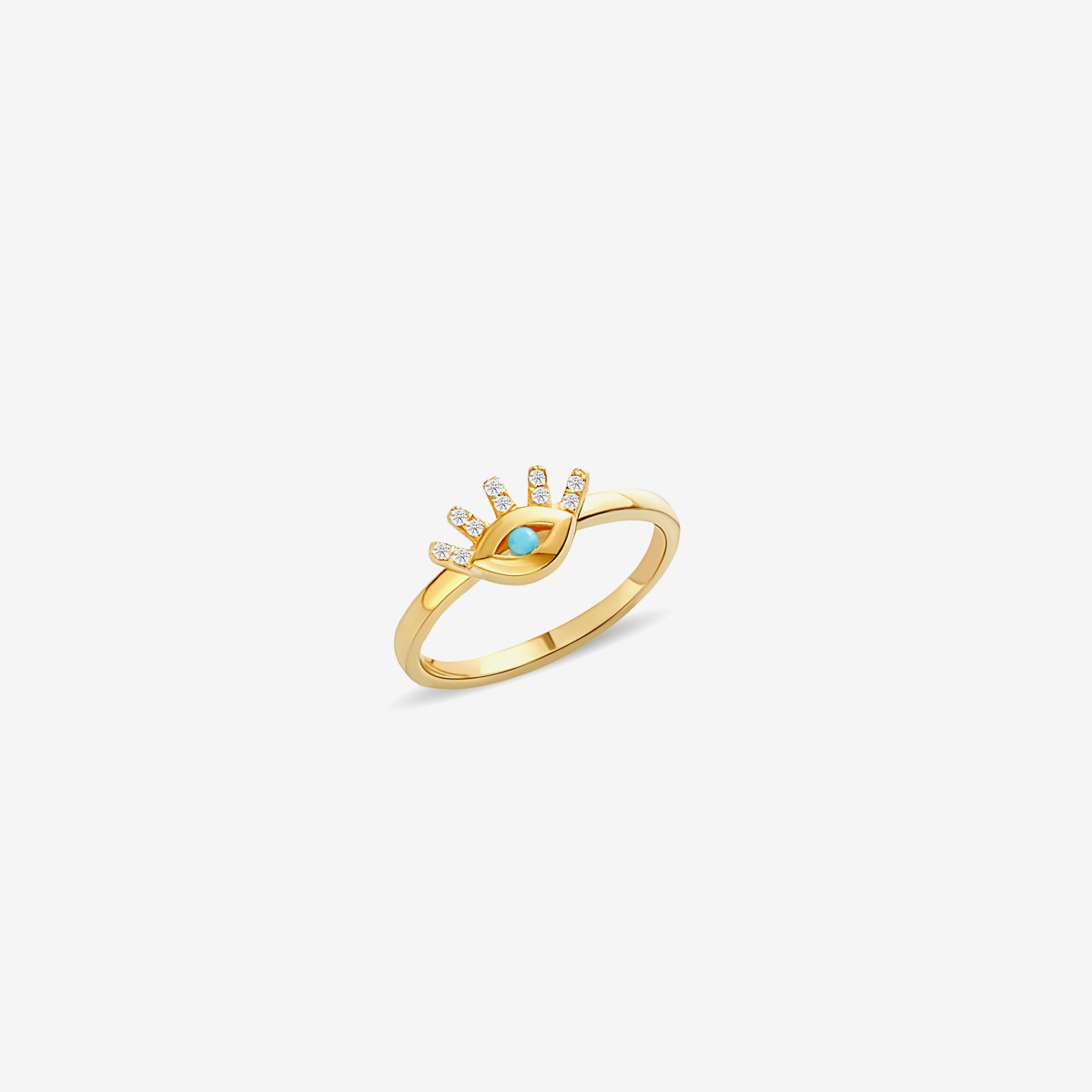 Turquoise Diamond Evil Eye - Ring - 14k Gold