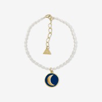 Vorschau: Gold Blue Cosmic Love Pearl Bracelet - Armbänder - 18k vergoldet