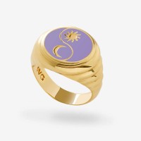 Vorschau: Gold Purple Bloom Sparkling Eclipse Ring - Ringe - 18k vergoldet
