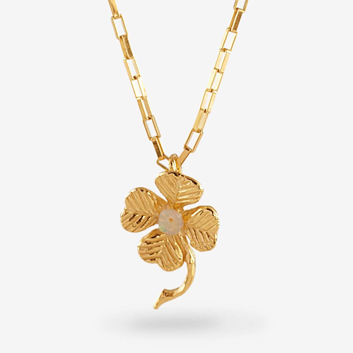 Klover Opal Medallion - Halskette - 24k vergoldet