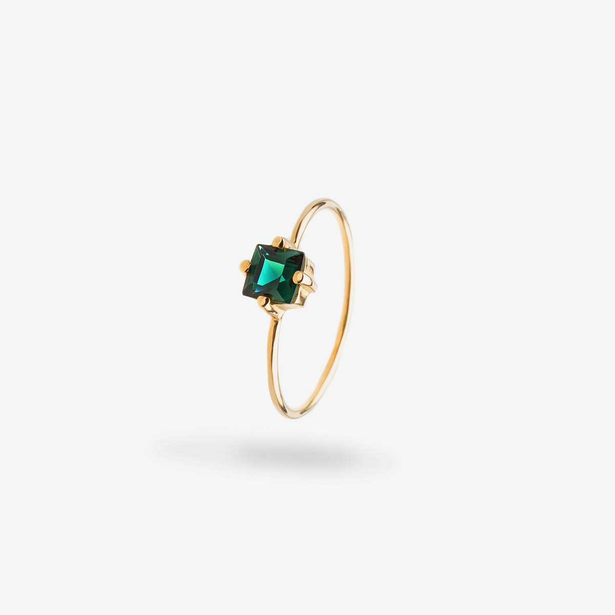 Baby D Carre green - Ring - 14k Gold