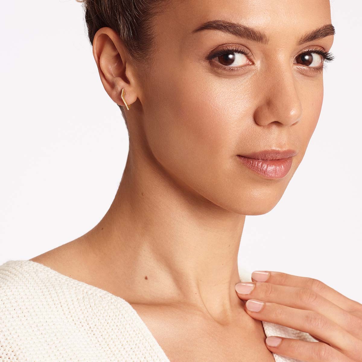 Square Diamond - Creolen - 14k Gold